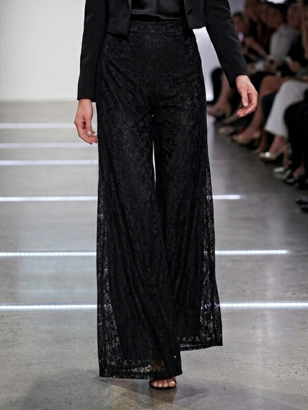 ALICE AND OLIVIA LACE OVERLAY WIDE LEG PANTS BLACK 12 New!